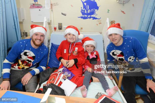 Sunderland players and managment during a Christmas visit to Sunderland Royal Infirmary on December 14, 2017 in Sunderland, England.