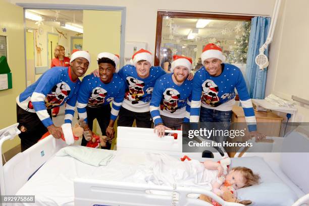 Sunderland players and managment during a Christmas visit to Sunderland Royal Infirmary on December 14, 2017 in Sunderland, England.