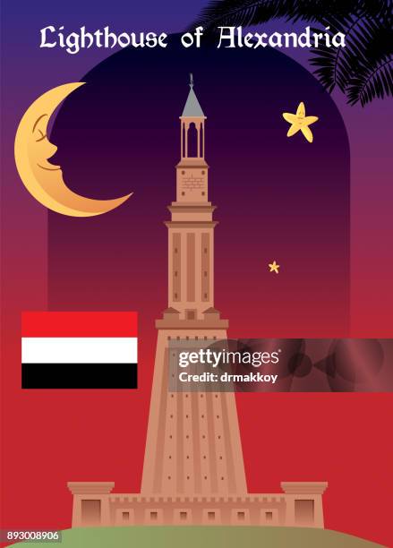 lighthouse of alexandria - lighthouse of alexandria stock illustrations