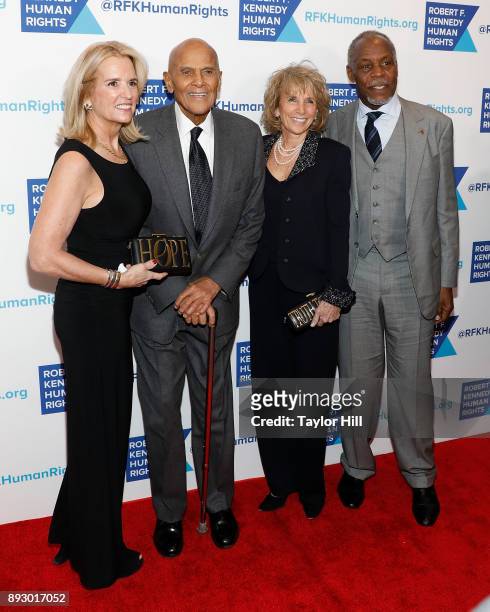 Kerry Kennedy, Harry Belafonte, Pamela Belafonte and Danny Glover attend Robert F. Kennedy Human Rights Hosts Annual Ripple Of Hope Awards Dinner on...