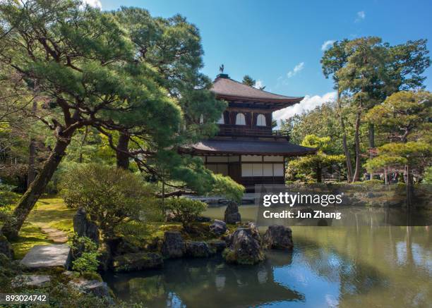 the tradional japanese style garden of temple ginkaku-ji in kyoto, japan - ginkaku ji stock pictures, royalty-free photos & images