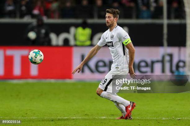David Angel Abraham of Frankfurt controls the ball during the Bundesliga match between Eintracht Frankfurt and FC Bayern Muenchen at...