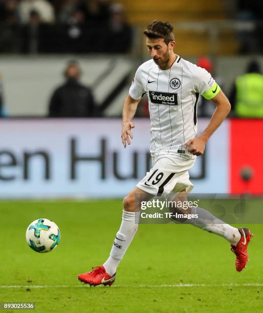 David Angel Abraham of Frankfurt controls the ball during the Bundesliga match between Eintracht Frankfurt and FC Bayern Muenchen at...