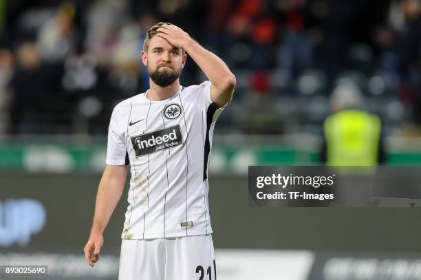 Marc Stendera of Frankfurt looks on during the Bundesliga match between Eintracht Frankfurt and FC Bayern Muenchen at Commerzbank-Arena on December...