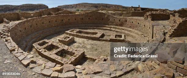 the great kiva, pueblo bonito, chaco culture national historical park - chaco canyon ruins stock pictures, royalty-free photos & images