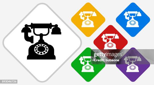 ilustraciones, imágenes clip art, dibujos animados e iconos de stock de teléfono antiguo color diamante vector icono - antique phone