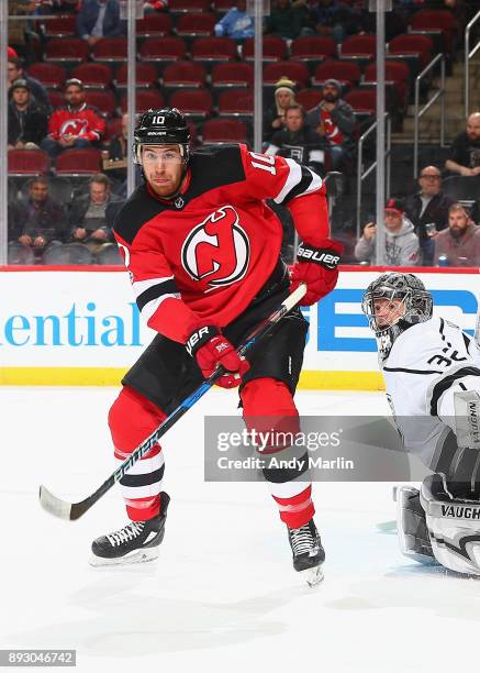 Jimmy Hayes of the New Jersey Devils skates against the Los Angeles Kings during the game at Prudential Center on December 12, 2017 in Newark, New...