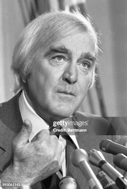 Representative Cornelius Gallagher talks to newsmen in Washington about a seven count Federal indictment against him for tax evasion and perjury....