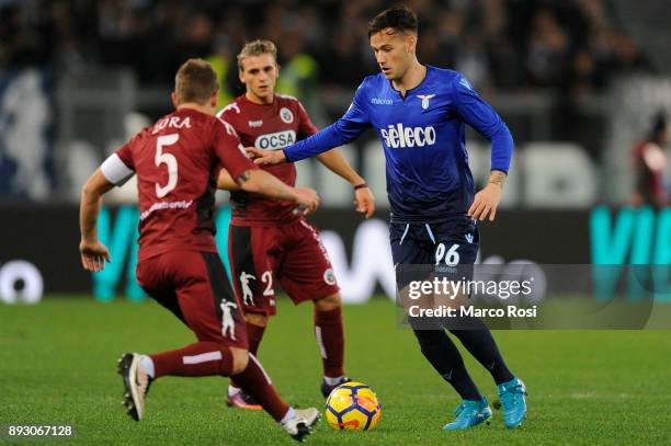 Alessandro Murgia of SS Lazio compete for the ball with Filippo Lora of Cittadella during the TIM Cup match between SS Lazio and Cittadella on...