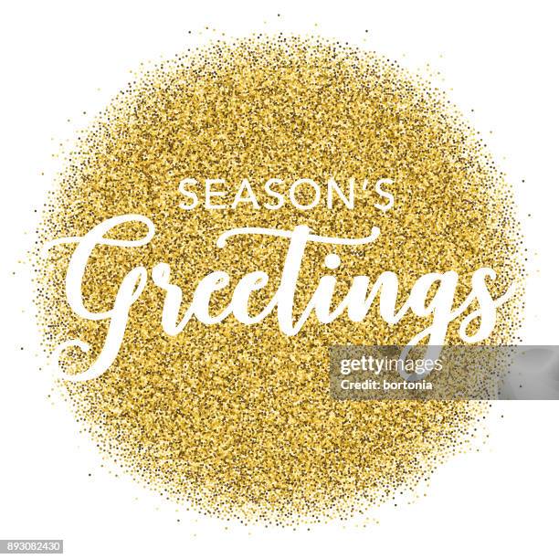 golden glitter season's greetings typography on transparent background - gold-glitter-transparent-background stock illustrations