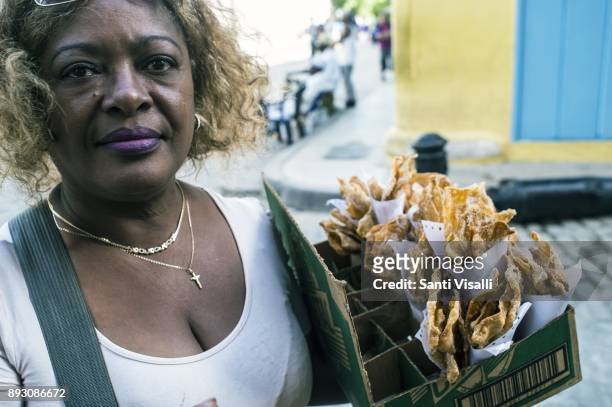 Street scene food vendor on November 4, 2017 in Havana, Cuba.