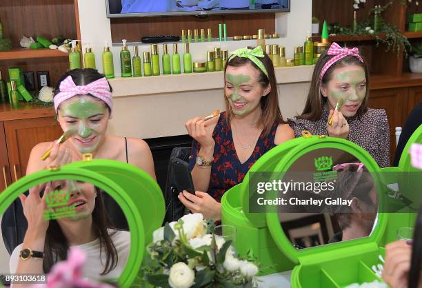 Isabelle Fuhrman, Ahna O'Reilly and Caley Lawson attend the Tata Harper VIP Masterclass at Sunset Tower on December 14, 2017 in Los Angeles,...