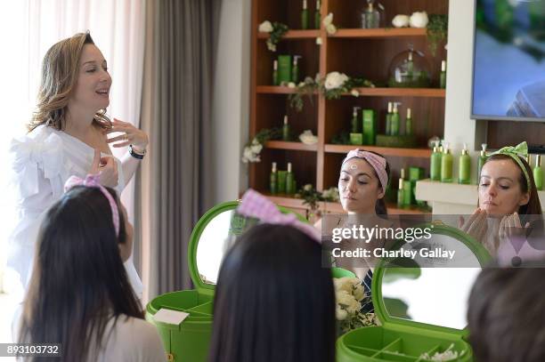 Tata Harper Skincare CEO Tata Harper, Isabelle Fuhrman and Ahna O'Reilly attend the Tata Harper VIP Masterclass at Sunset Tower on December 14, 2017...