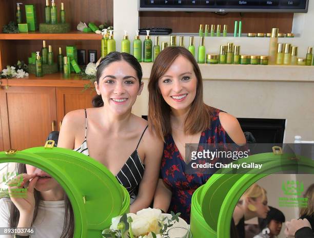 Isabelle Fuhrman and Ahna O'Reilly attend the Tata Harper VIP Masterclass at Sunset Tower on December 14, 2017 in Los Angeles, California.