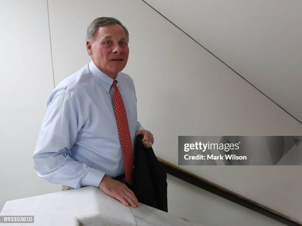 Chairman Richard Burr , leaves Senate Intelligence Committee closed door hearing on December 14, 2017 in Washington, DC. The committee is...