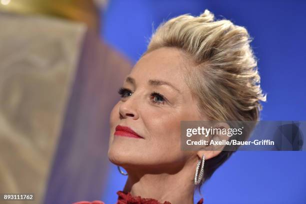 Actress Sharon Stone attends the 75th Annual Golden Globe Nominations Announcement at The Beverly Hilton on December 11, 2017 in Los Angeles,...