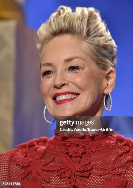 Actress Sharon Stone attends the 75th Annual Golden Globe Nominations Announcement at The Beverly Hilton on December 11, 2017 in Los Angeles,...