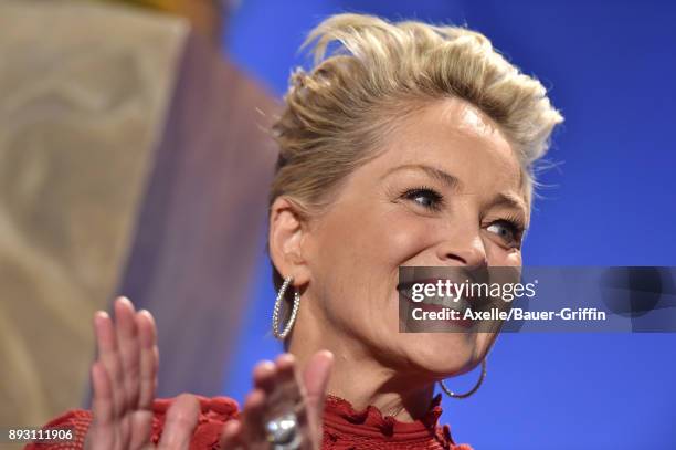 Actress Sharon Stone attends the 75th Annual Golden Globe Nominations Announcement at The Beverly Hilton on December 11, 2017 in Los Angeles,...