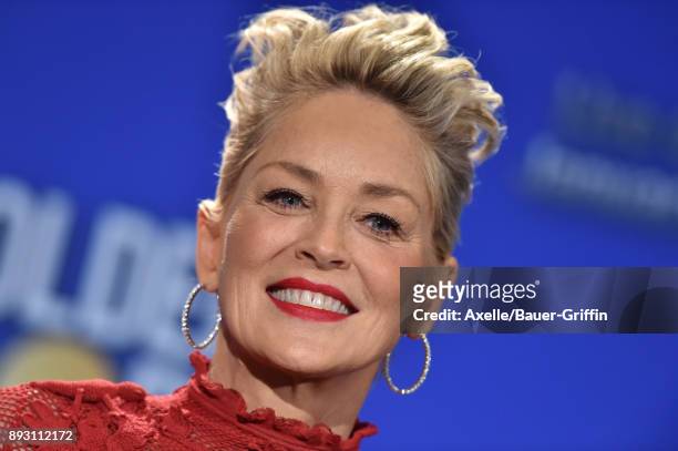 Actress Sharon Stone attends the 75th Annual Golden Globe Nominations Announcement at The Beverly Hilton on December 11, 2017 in Los Angeles,...