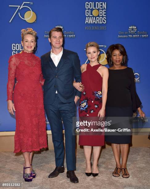 Actors Sharon Stone, Garrett Hedlund, Kristen Bell and Alfre Woodard attend the 75th Annual Golden Globe Nominations Announcement at The Beverly...