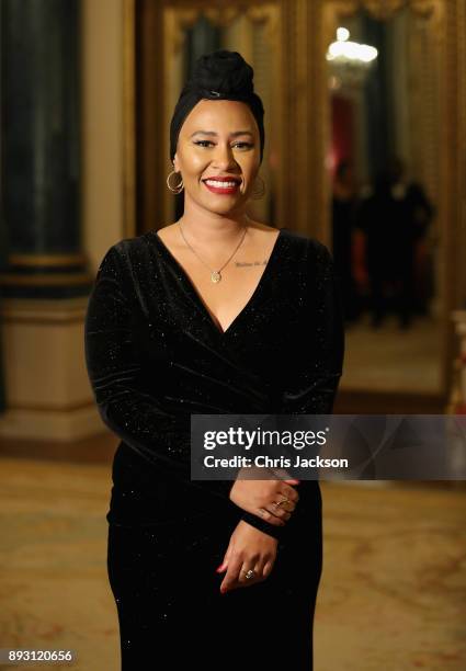 Singer Emeli Sande attends the 'One Million Young Lives' dinner at Buckingham Palace on December 14, 2017 in London, England.