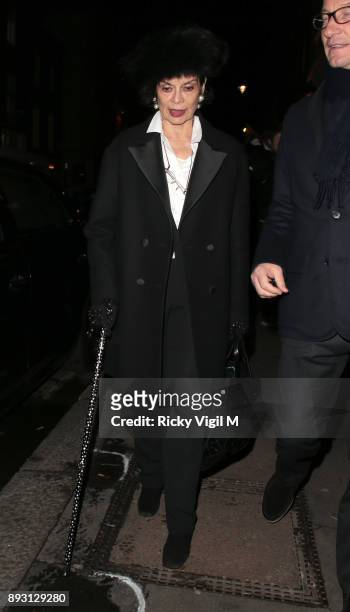 Bianca Jagger attends the Victoria Beckham Christmas Open House hosted by Victoria Beckham, David Beckham and British Vogue at Victoria Beckham,...