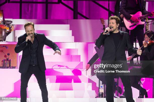 Alfie Boe and Michael Ball perform live on stage at The O2 Arena on December 14, 2017 in London, England.