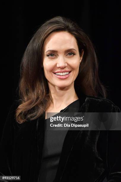 Angelina Jolie attends the "Light After Darkness: Memory, Resilience and Renewal in Cambodia" discussion at Asia Society on December 14, 2017 in New...