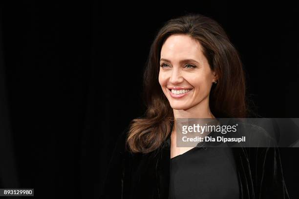 Angelina Jolie attends the "Light After Darkness: Memory, Resilience and Renewal in Cambodia" discussion at Asia Society on December 14, 2017 in New...