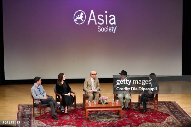 Phloeun Prim, Angelina Jolie, Darren Walker, Rithy Panh, and Loung Ung attend the "Light After Darkness: Memory, Resilience and Renewal in Cambodia"...