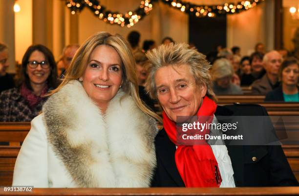 Penny Lancaster and Rod Stewart attend the Chain Of Hope Carol at St Marylebone Parish Church on December 14, 2017 in London, England.