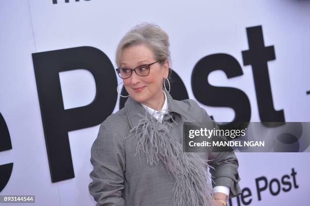 Actress Meryl Streep arrives for the premiere of "The Post" on December 14 in Washington, DC. / AFP PHOTO / Mandel NGAN