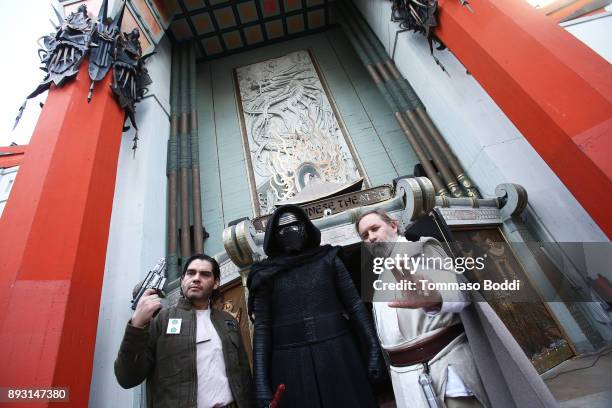 General view of atmosphere as Todd Fisher unveils a commemorative plaque in honor of his sister Carrie Fisher for the opening day of "Star Wars: The...