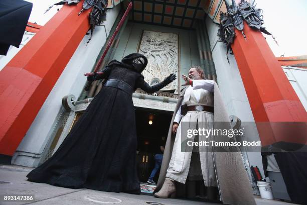 General view of atmosphere as Todd Fisher unveils a commemorative plaque in honor of his sister Carrie Fisher for the opening day of "Star Wars: The...