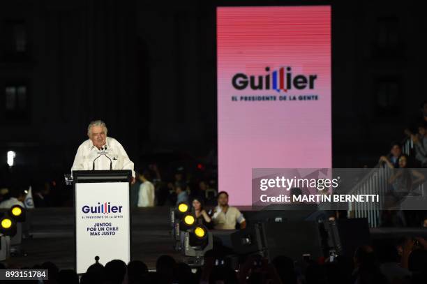 Former Uruguayan president Jose Mujica speaks at the final election campaign rally of Chilean presidential candidate for the ruling New Majority...