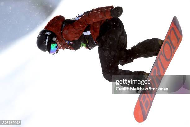 Kelly Clark of the United States competes in Women's Pro Snowboard Superpipe Qualification during Day 2 of the Dew Tour on December 14, 2017 in...