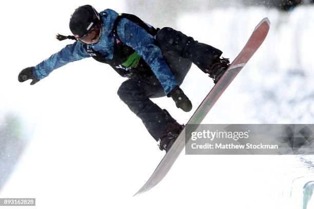 Sophie Rodriguez of Spain competes in Women's Pro Snowboard Superpipe Qualification during Day 2 of the Dew Tour on December 14, 2017 in...