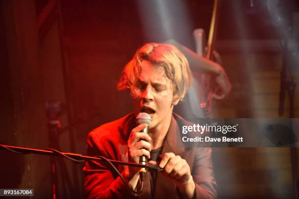 Tom Odell performs for Help Refugees at their annual Christmas party at The Jazz Cafe on December 14, 2017 in London, England.