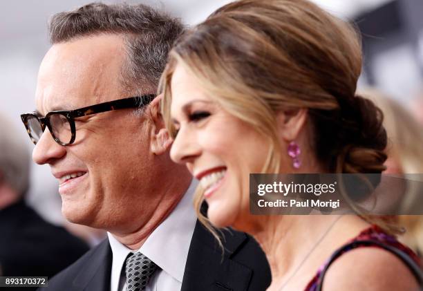 Actor Tom Hanks and Rita Wilson arrive at "The Post" Washington, DC Premiere at The Newseum on December 14, 2017 in Washington, DC.