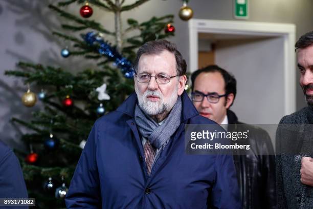 Mariano Rajoy, Spain's prime minister, leaves after attending a European Union leaders summit at the Europa Building in Brussels, Belgium, early on...