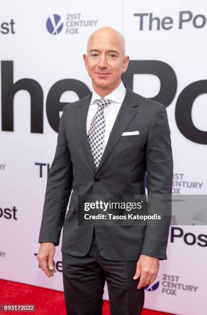 Jeff Bezos attends the "The Post" Washington, DC Premiere at The Newseum on December 14, 2017 in Washington, DC.