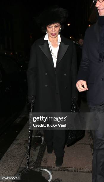 Bianca Jagger attends the Victoria Beckham Christmas Open House hosted by Victoria Beckham, David Beckham and British Vogue at Victoria Beckham,...