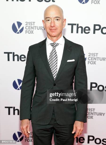 Amazon CEO Jeff Bezos arrives at "The Post" Washington, DC Premiere at The Newseum on December 14, 2017 in Washington, DC.