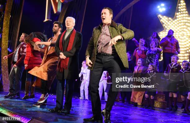 Daniel Boys, Sarah Earnshaw, Simon Lipkin, Louis Walsh and Jamie Chapman take the curtain call at the world premiere press night performance of...