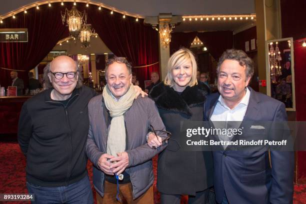 Victor Bosh, Michel Ansault, Chantal Ladesou and Frederic Jerome attend "Michel Leeb 40 ans" Theater Show at Casino de Paris on December 14, 2017 in...