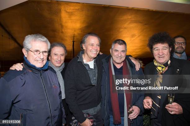 Claude Lelouch, Michel Drucker, Michel Leeb, Jean-Marie Bigard and Robert Charlebois attend "Michel Leeb 40 ans" Theater Show at Casino de Paris on...