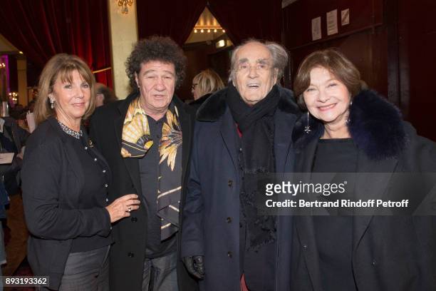 Laurence Charlebois, Robert Charlebois, Michel Legrand and Macha Meril attend "Michel Leeb 40 ans" Theater Show at Casino de Paris on December 14,...