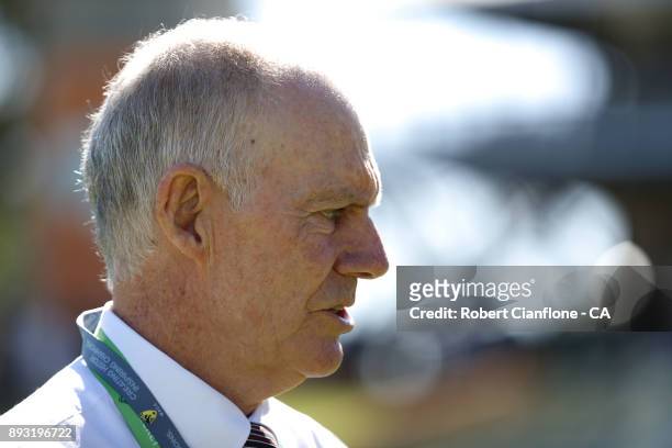 Australian selector Greg Chappell looks on during day one of the Third Test match of the 2017/18 Ashes Series between Australia and England at the...