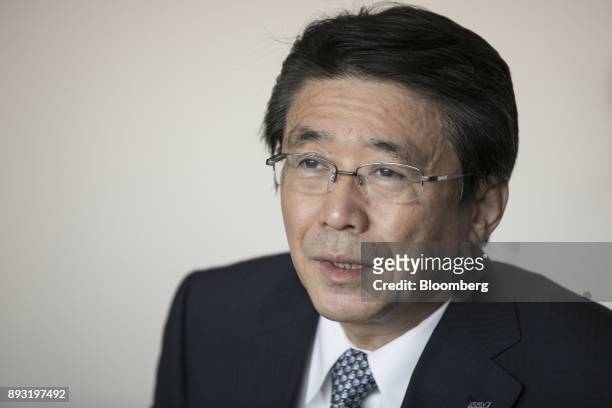 Shinya Katanozaka, president and chief executive officer of ANA Holdings Inc., speaks during an interview in Tokyo, Japan, on Thursday, Dec. 14,...