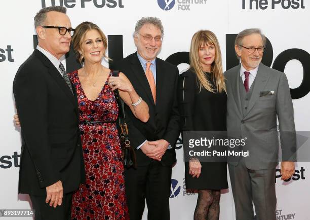 Tom Hanks, Rita Wilson, Marty Baron, Kate Capshaw and Steven Speilberg arrive at "The Post" Washington, DC Premiere at The Newseum on December 14,...